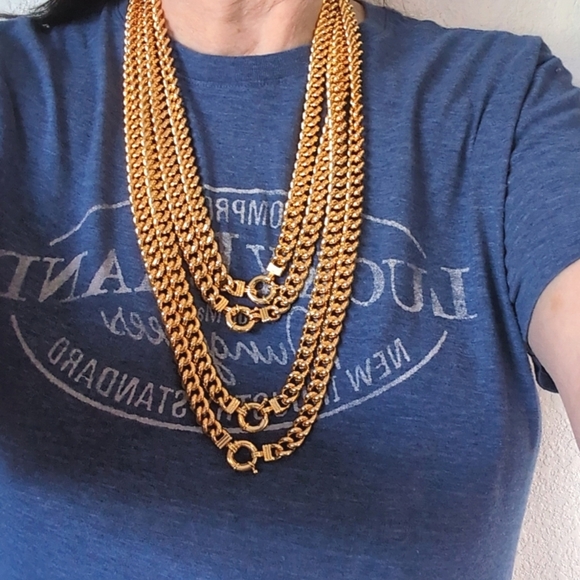 Cuban Chain Necklace With Sailor Clasp 24 K Gold Filled  Unisex! - Picture 9 of 11